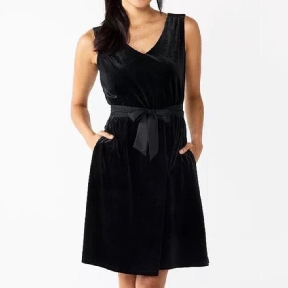 Draper James RSVP Black‎ Velvet Dress Satin Ribbon NWT